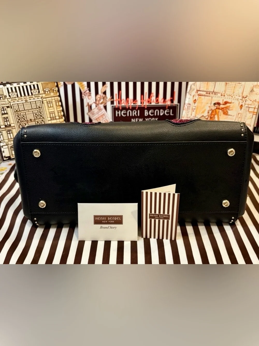 HENRI BENDEL West 57th Embellished Floral Appliqué Satchel w/dusty-shopping bag